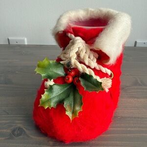 Vintage Santa boot planter cover
